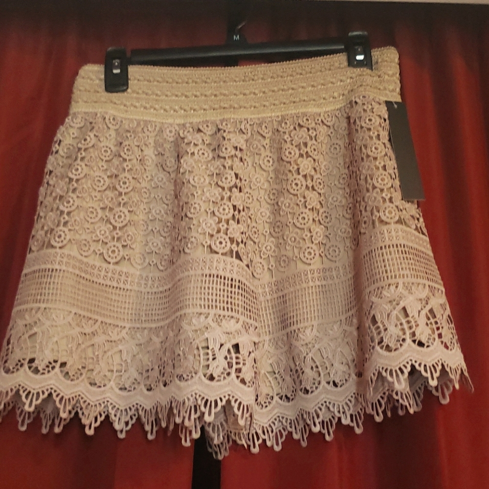 Tan, NWT crocheted shorts 2XL